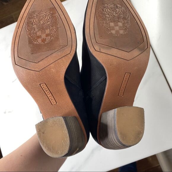 Vince Camuto Grasem Black Suede Block Heel Booties - Picture 12 of 13